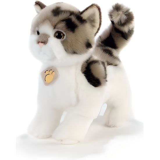 Peluche Chat Marron Et Blanc 28 Cm Cdiscount Jeux Jouets