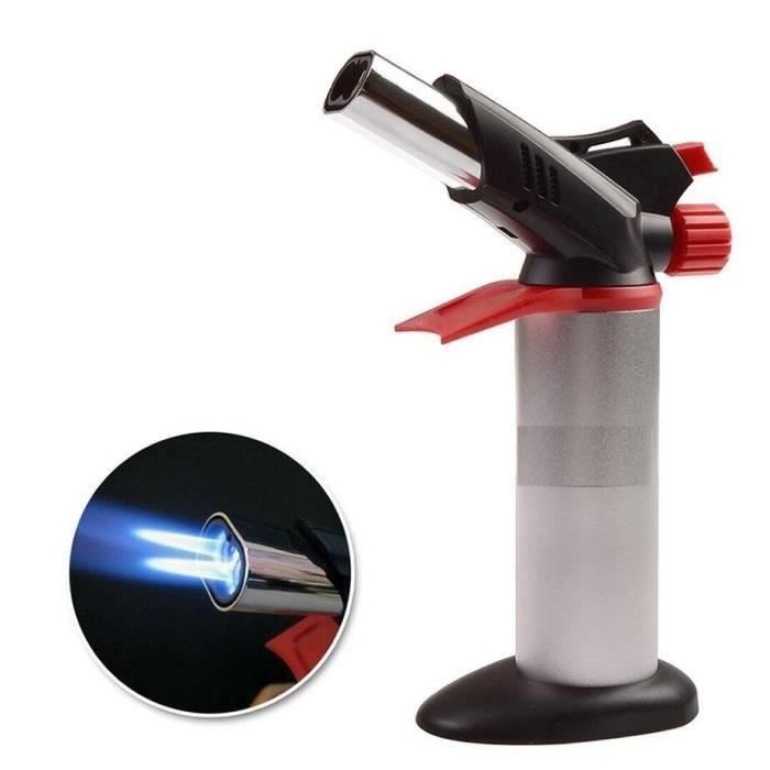 Chalumeau De Cuisine,Multifonction Chalumeau Portable en Métal,Double Flamme et Verrouillage de sécurité, pour cuire,griller,ca WZ46