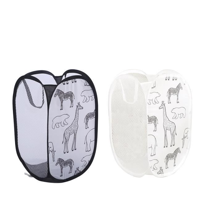 2Pcs Panier à Linge Maille Pliable 40L avec Poignée, Sac à Linge 30x30x48cm Panier de Rangement pour Salle de Bain Buanderie