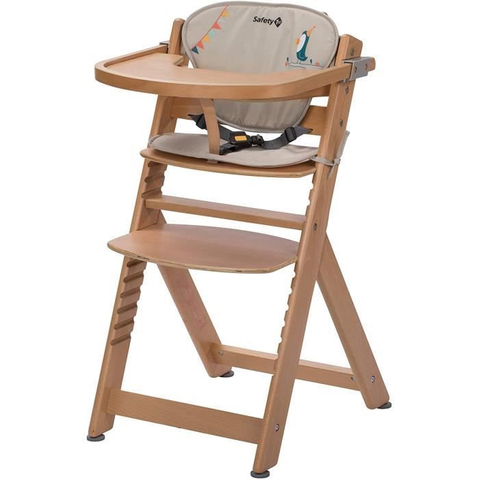 Safety 1st Chaise Haute pour bébé en Bois et Evolutive Timba avec coussin Happy Day