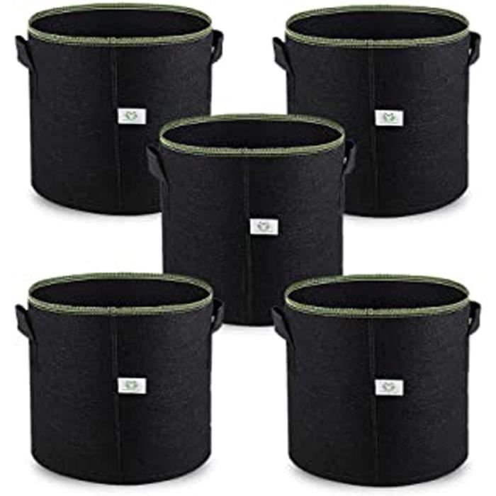 5Gallon - 20L Sac De Croissance Plante Pots En Tissu, 5 Pièces Indoor Planter Sacs Pour Culture De Fleur Légumes Patate, Premium Res