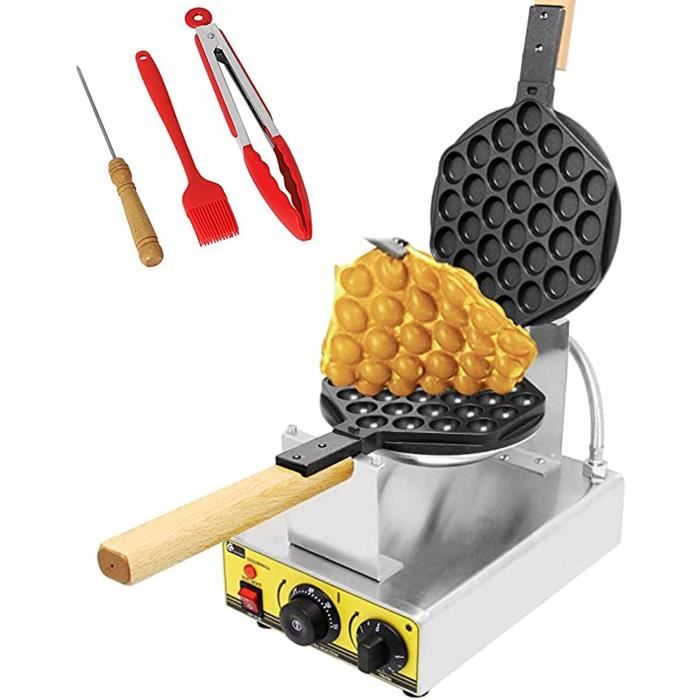 CGOLDENWALL Machine à Gaufres à Bubble Waffle Électrique Anti-adhésive 0-300°C Réglage de La Température I Minuterie 0-5 Minutes I C