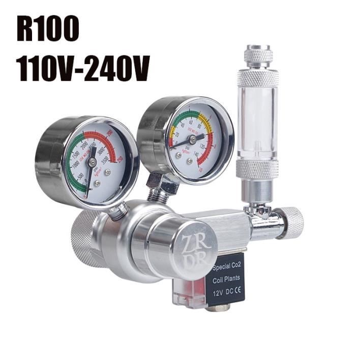 Aquarium,ZRDR Aquarium CO2 régulateur magnétique solénoïde clapet anti retour Aquarium bulle - Type R100-110-240V-M22 EU piug