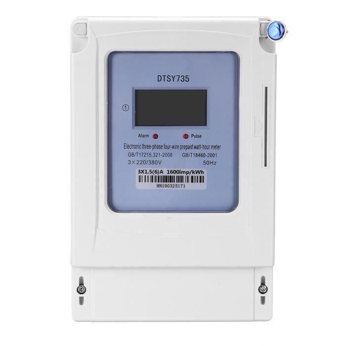 3x220-380V Compteur Electrique Energie Triphasé Quatre Fils Prépaiement avec Carte LCD Rétro-éclairage Affichage Numérique Aw26443