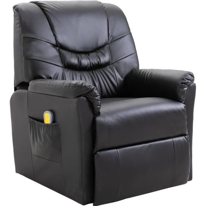 Fauteuil de massage électrique sofa Fauteuil relax Relaxation Similicuir Noir -QUT