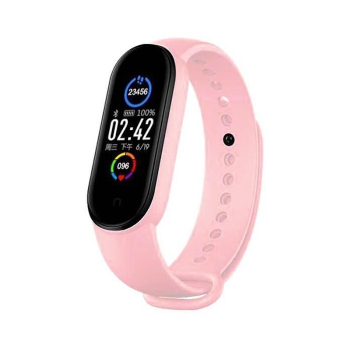 Montre connectée,M5 montre intelligente hommes Fitness Bracelet intelligent femmes sport Tracker Bracelet intelligent - Type pink