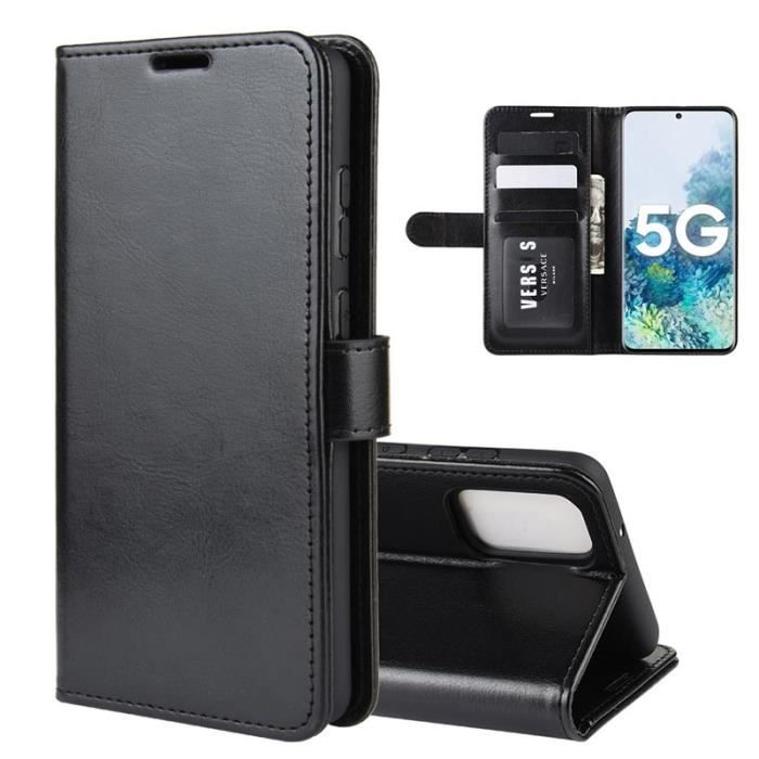 Étui Samsung Galaxy S20 FE (5G), Noir Étui Folio Portefeuille Cuir Mode Magnétique Slim Housse Protection 360 degré Antichoc