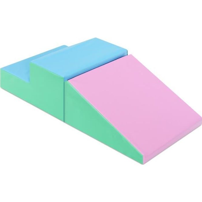 COSTWAY 2 PCS Blocs de Construction en Mousse pour Tout-petits Antidé Jeu Educatif pour Grimper Glisser Ramper Modules de Motricité