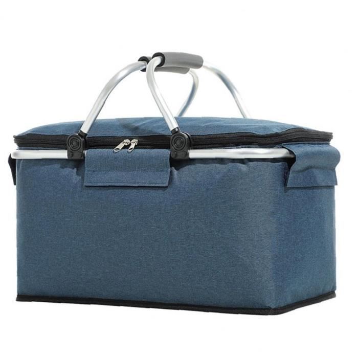Pique-nique Glacière portable Isotherme Pliable Lunch Bag Grand Sac du panier bleu marine
