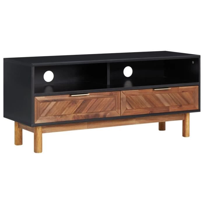 GOT-TAM Meuble TV 100x35x45 cm Bois d'acacia massif et MDF