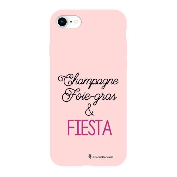 Coque iPhone 7/8 Silicone Liquide Douce rose pâle Champagne Foie gras et Fiesta Ecriture Tendance et Design La Coque Francaise
