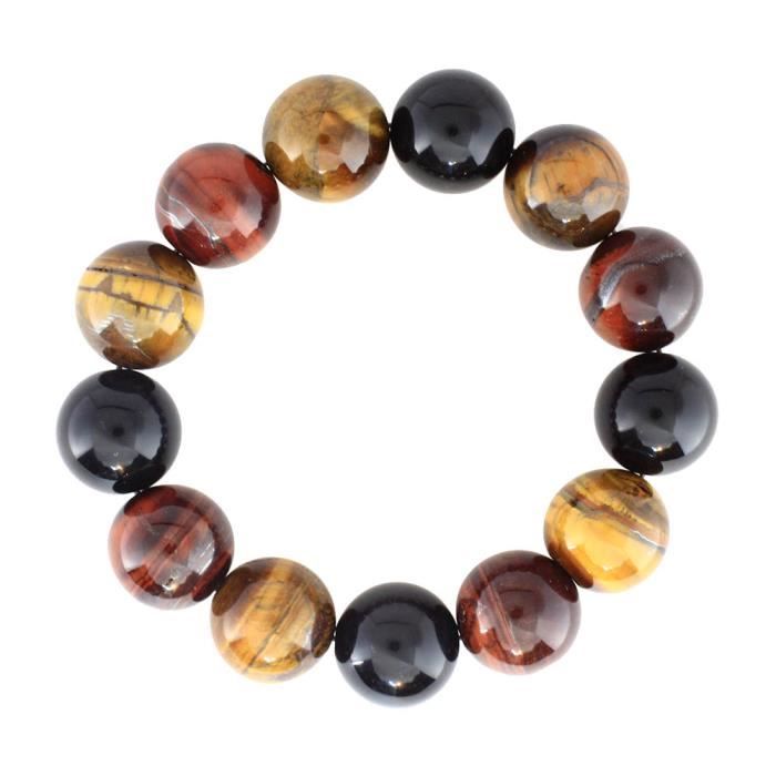Bracelet pierre Bijou gemme naturel 16mm Homme Multicolore Tricolore Perle wz-B0428