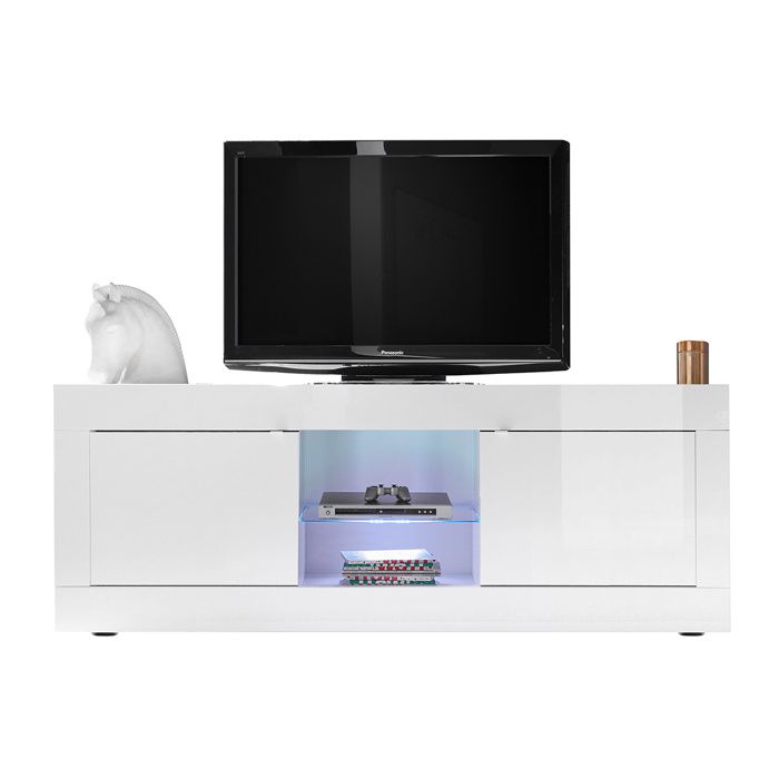 Miliboo - Meuble TV design laqué blanc 180cm LATTE
