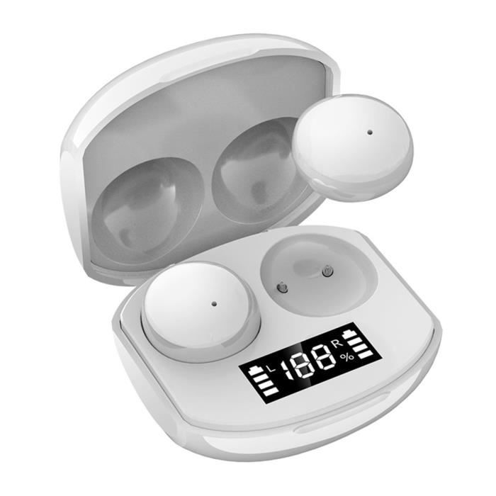 Écouteurs Bluetooth avec Étui de Chargement, Stéréo Oreillette Bluetooth , Contrôle Tactile, Appariement Automatique, Blanc
