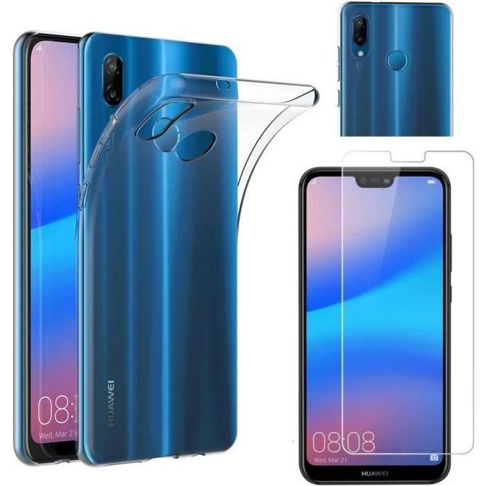 Coque HUAWEI P20 LITE - Silicone Transparent + Verre Trempé Film Protection Ecran [Phonillico®]