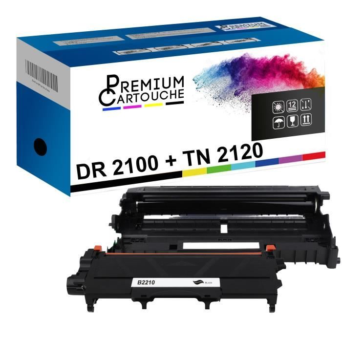 Tambour + Toner DR-2100 et TN2120 Compatible pour Brother HL-2140-2150-2150N-2170-2170W, DCP-7030-7040-7045N, MFC-7320-7340-7345N-73