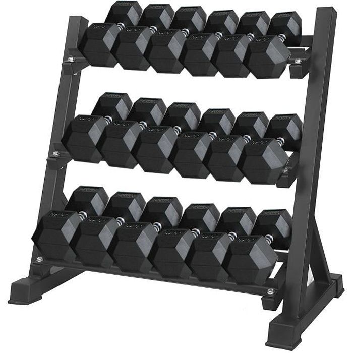 SINBIDE Support pour Haltères - Rack de Rangement Pour Haltères - 3 niveaux standard - 91x51x90cm - MAX.400KG