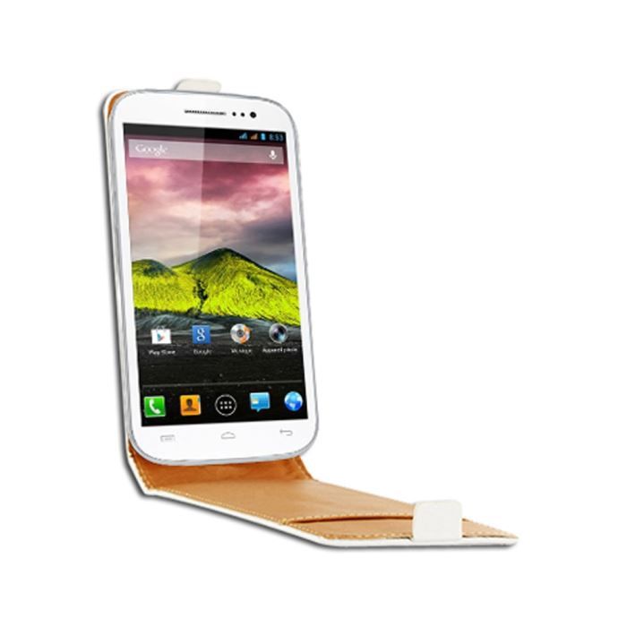 Swiss Charger étui clapet en cuir blanc pour Wi…