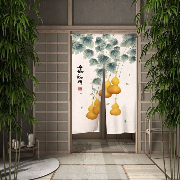 Rideau Porte Cuisine Japonais Lin Coton Décoration Rideau De Porte Japonais Noren - Lin Coton - 85x180cm - Décoration Maison Style Nordique Rideau Séparation Cuisine Décoration