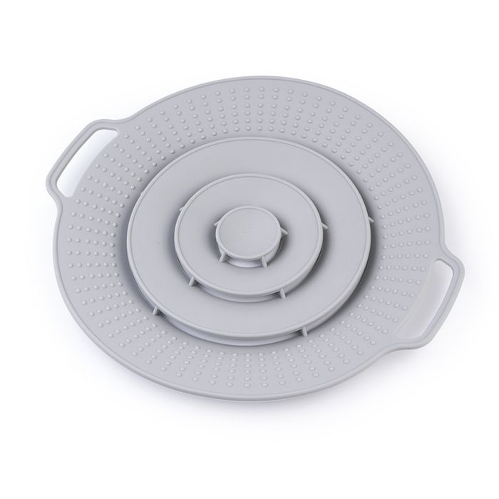 Couvercle Anti-Éclaboussures Pour Micro-Ondes 24 Cm Pliable En Verre & Silicone Avec Poignée - Gris, Parfait Pour Assiettes, Bols Et Casseroles