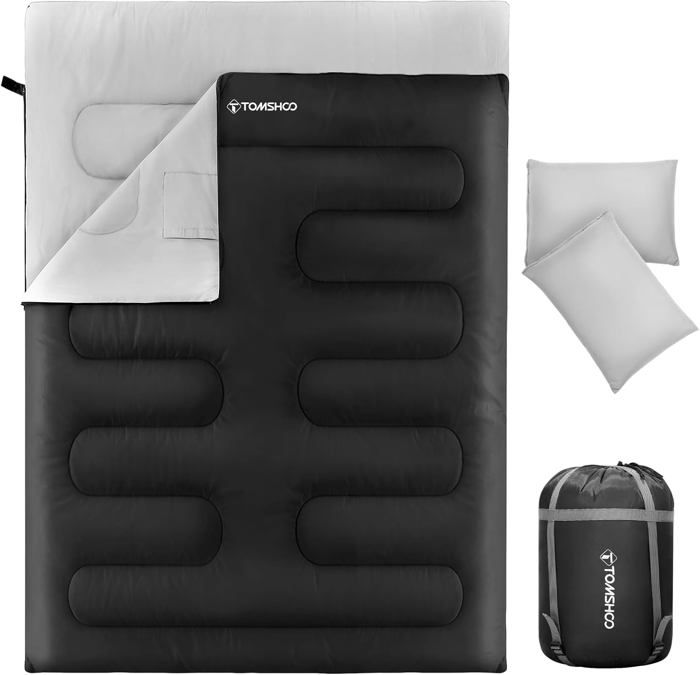 Sac De Couchage Double 230 160Cm Duvet 2 Personnes Sac De Couchage Rectangulaire Detachable Avec 2 Oreillers Sac De Couchage Coton Cdiscount Sport