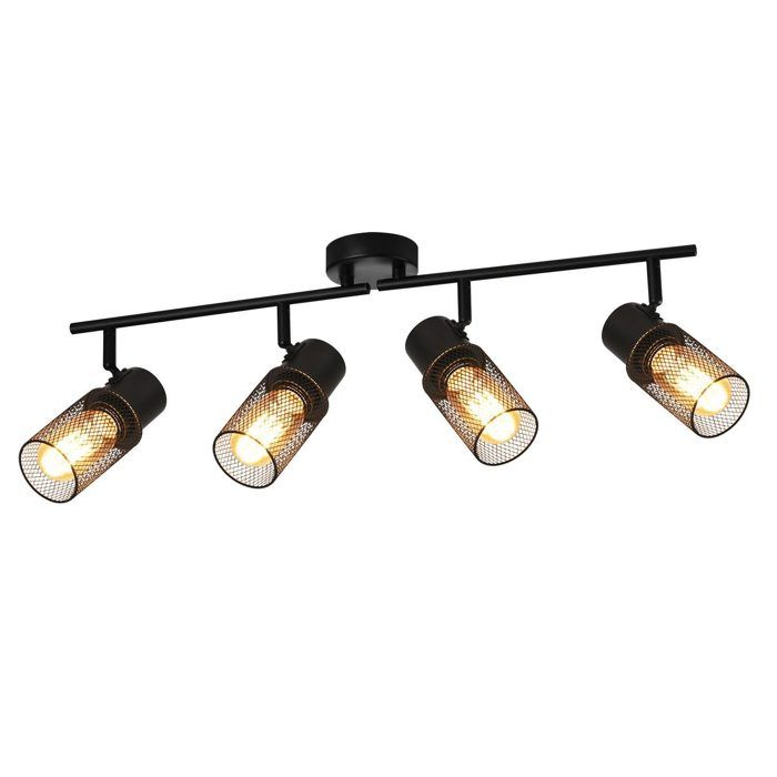 Plafonnier spot - NETTLIFE - 4 lampes - métal industriel - orientable 330° - E27