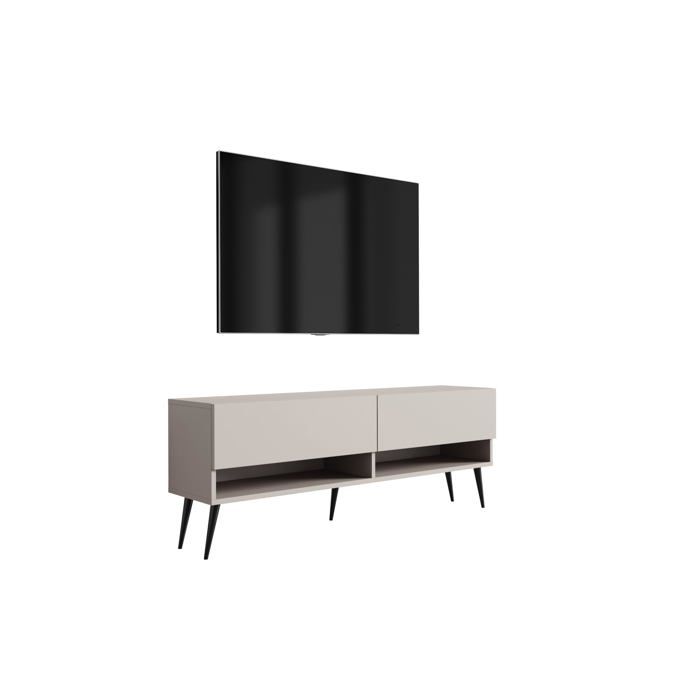 Meuble TV : Cachemire pieds obliques noirs 140 × 32 × 52 cm