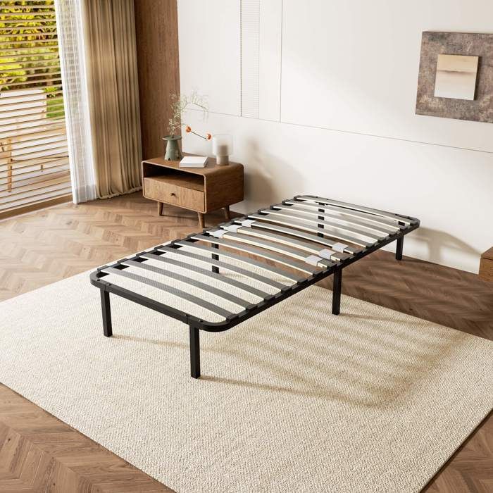 Lit Pliant Brinlawb 90x200cm Avec Matelas - 1 Personne, Cadre Métal, Roulettes, Charge 200kg
