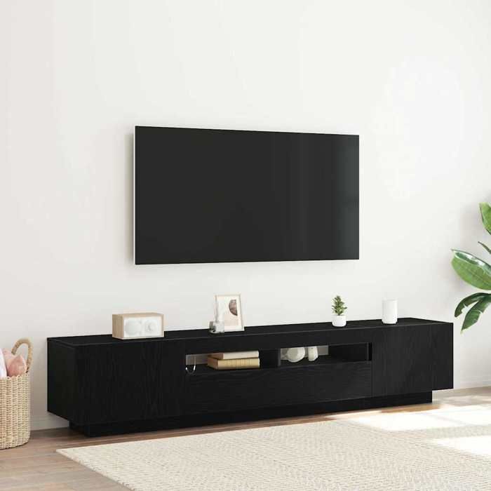 Meuble TV 2 pcs-Banc TV-Meuble Télé Noir 200 x 35 x 40 cm Bois dingénierie 809439