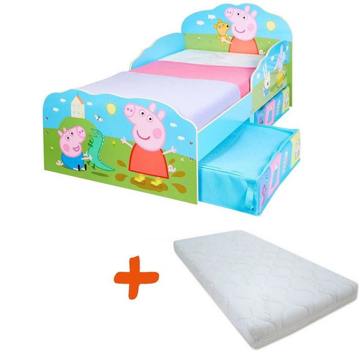 Lit enfant - Peppa Pig Playtime - Bois bleu - Couchage 140x70 cm - Matelas inclus Lit enfant - Peppa Pig Playtime - Bois bleu - Couchage 140x70 cm - Matelas inclus