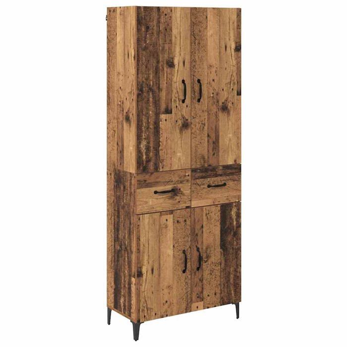 Armoire haute en bois dingénierie - vidaXL - Bois vieilli - 695 x 34 x 180 cm - Tiroir intégré - 2 portes