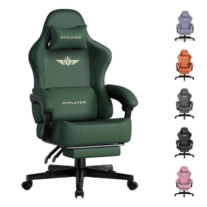 Chaise Gaming Ergonomique et Respirante Simili Cuir de Qualité Supérieure Dossier Inclinable 160° avec Repose Pieds - vue 4