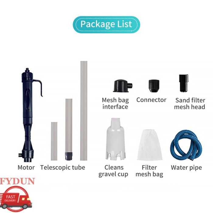 Comparer les prix de FYDUN changeur deau sous vide Nettoyeur de Gravier électrique pour Aquarium Outil de Nettoyage animalerie eclairage Noir