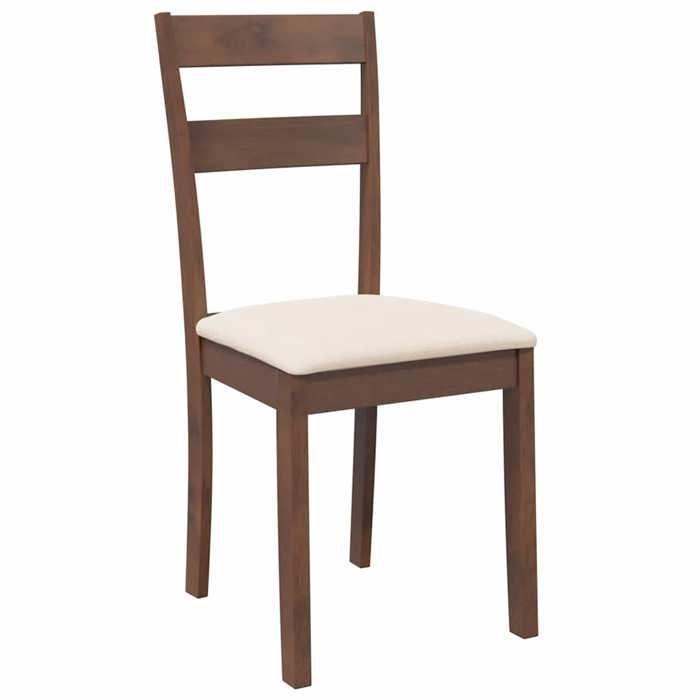 Chaises cuisine(2 pcs) - Brun - 2 personnes - avec coussins - marron bois massif caoutchouc 40x48x89 cm F3508