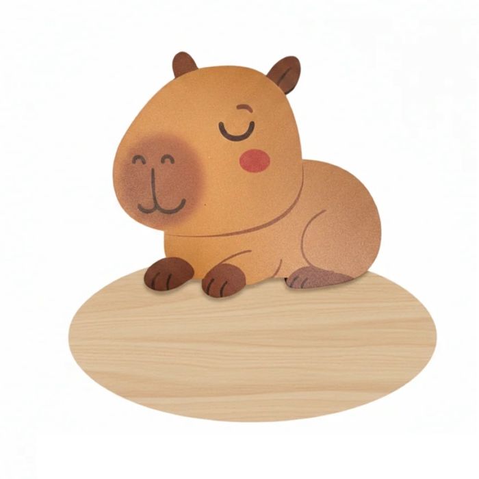 Plaque décorative - Vintiun - Capybara - Bois de peuplier - Adhésive 16 x 16 cm