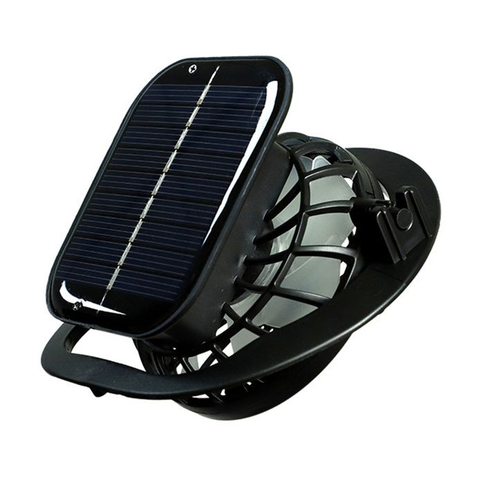 Ventilateur de chapeau solaire – Rechargeable USB 1000mAh – Clip casquette portable – pour camping randonnée extérieur – Noir