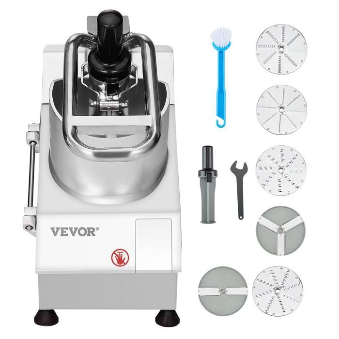Robot culinaire multifonction 750 W acier inoxydable avec 6 lames détachables hachoir trancheuse légumes fruits cuisine maison