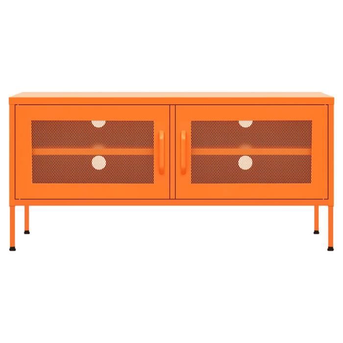 akozon meuble tv orange 105x35x50 cm acier - 7891450413983