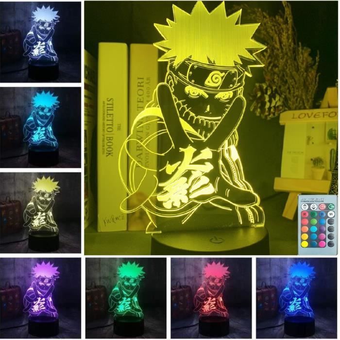 veilleuse 3d pour enfants,anime naruto uzumaki naruto,télécommande 16 couleurs changement led illusion lampe et art déco lampe