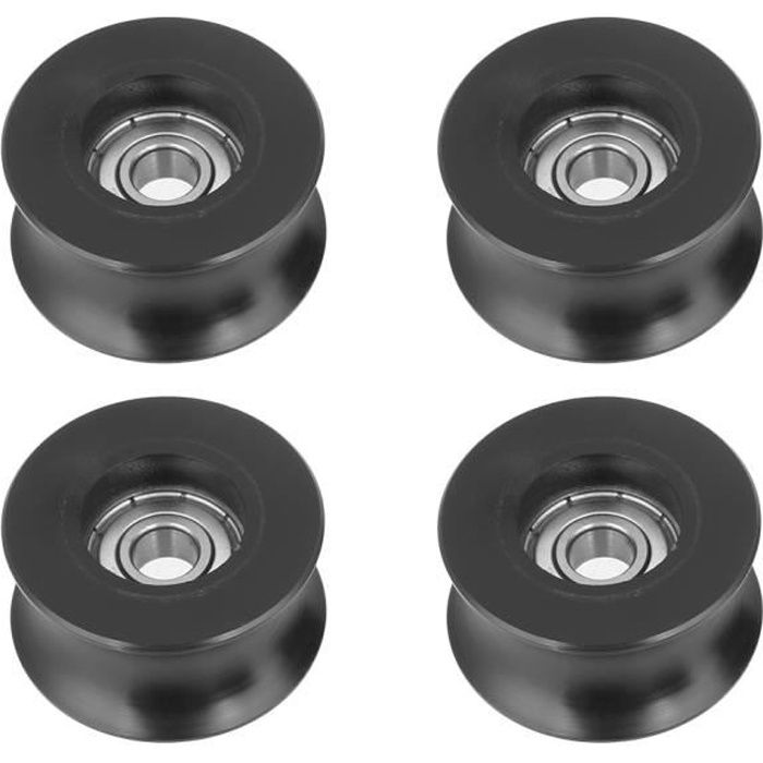 4pcs 0840UU U Type U-Groove Roue de Guidage Poulie Roulements à billes Poulie à Gorge 8x40x20.7mm Noir