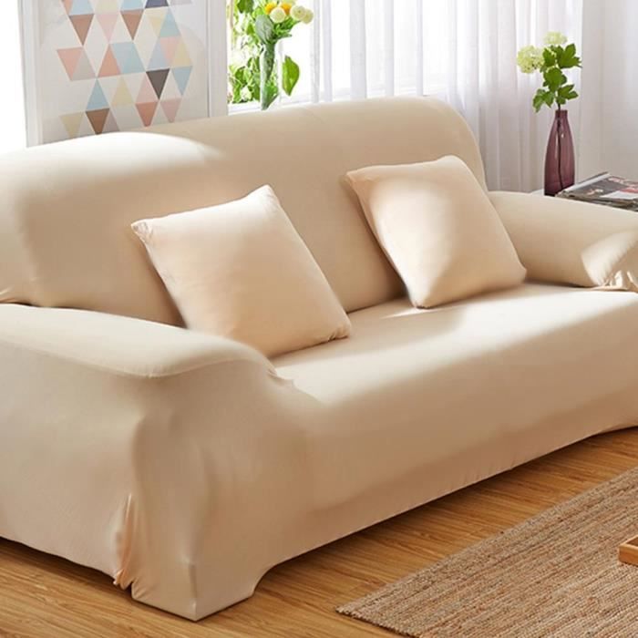 Housse De Canape Extensible Revetement De Canape 3 Places Beige Housse De Fauteuil Meuble Sofa Protection Elastique Cwu Achat Vente Housse De Canape Cdiscount