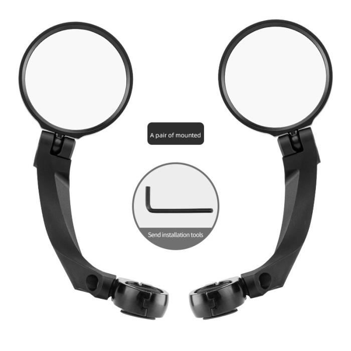 RBRL Rétroviseur Vélo 360° Réglable Gauche | Miroir HD Anti-éblouissement | Champ De Vision Extra Large | Fixation Robuste Anti-vibration | Universel VTT Route Trottinette
