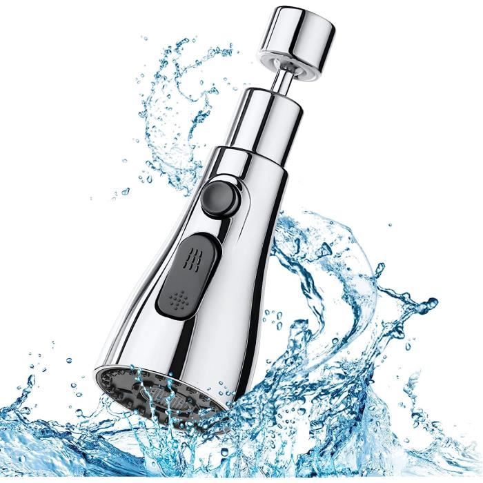 Pommeau De Douche Extractible Pour évier Cuisine - 2 Modes (jet Concentré/doux) - Connecteur G1/2, ABS Noir, 85x30mm - Remplacement Facile