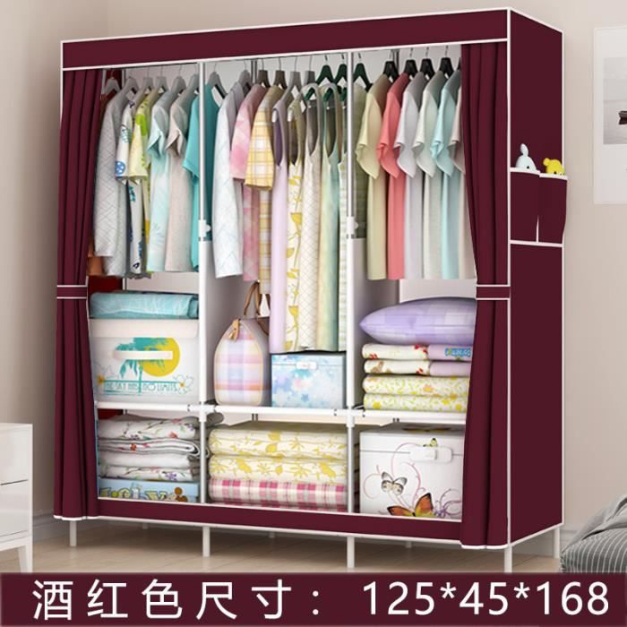 Armoire de Rangement Garde-Robe HUOLE en Tissu Noir 105*45*170cm