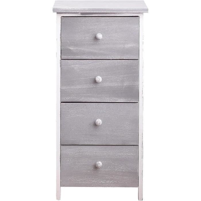 Commode Shabby Chic Palazzo INT - 2 Tiroirs - 86x77x38 Cm - Blanc - Style Campagne