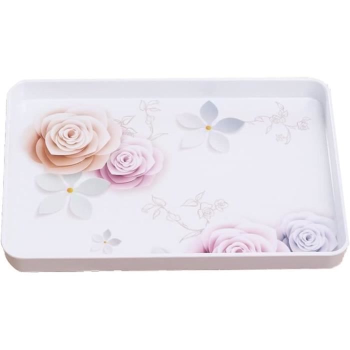 DAGORD Plateau Décoratif Rectangulaire 30x15cm - Texture Boisée Résine Pour Salle De Bain Et Cuisine