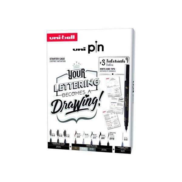 Feutres - Dessin - Lettering - Noir - Uni-Pin - Uni-Ball - Coffret Lettering 8 feutres