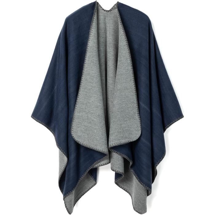 Cape Châle Ouvert Pour Femme Qurlon - Tissu Doux Et Chaud, Trois Façons De Le Porter - Idéal Automne/Hiver
