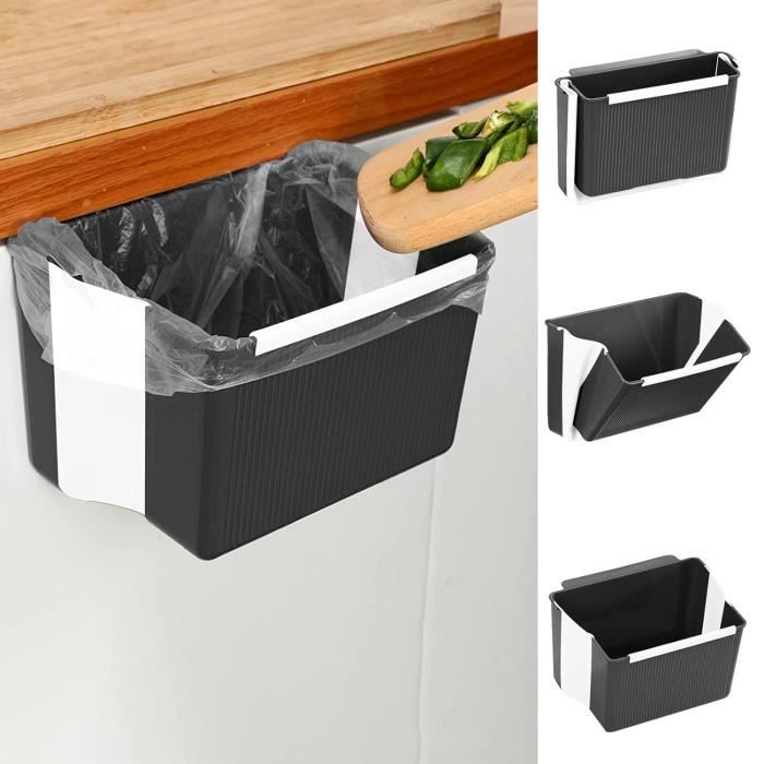 Poubelle Cuisine Pliable 2,4 Gallons - Poubelle Murale Suspendue Avec Rangement Sacs, Idéale Pour Porte Armoire, Cuisine, Camping & Salle De Bain