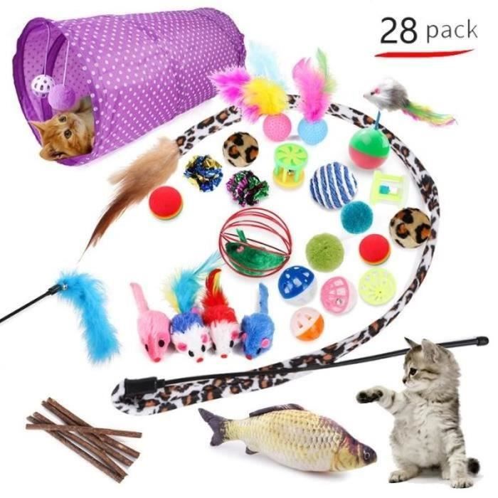 KIT JOUET - Funny Cat - Tunnel en sisal - 28 pièces - Jouets pour chat - Multicolore